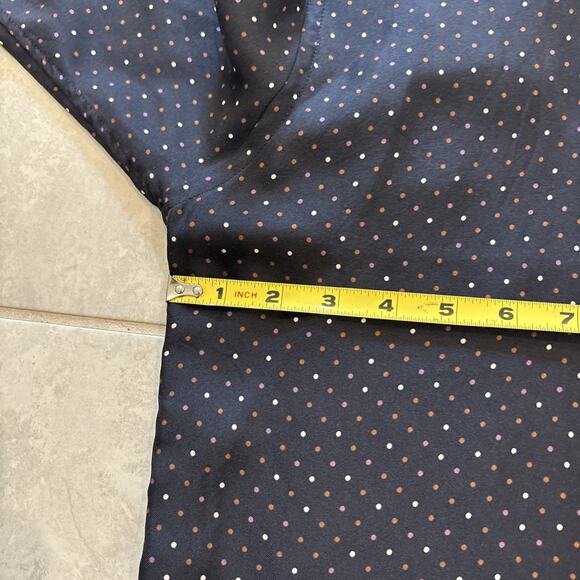 Eton Navy Silk Twill Shirt Pin Polka Dots Slim Fit Dress 38/15 Long Sleeve - Picture 6 of 9